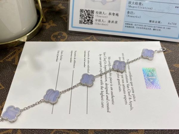 18K Vintage Alhambra Chalcedony 10 Motifs Necklace - 图片 5