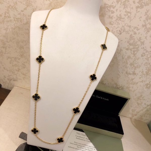 18K Vintage Alhambra Black 10 Motifs Clover Necklace - 图片 2