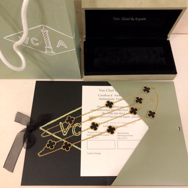 18K Vintage Alhambra Black 10 Motifs Clover Necklace - 图片 6