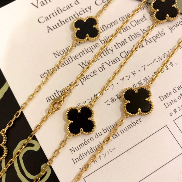 18K Vintage Alhambra Black 10 Motifs Clover Necklace - 图片 14