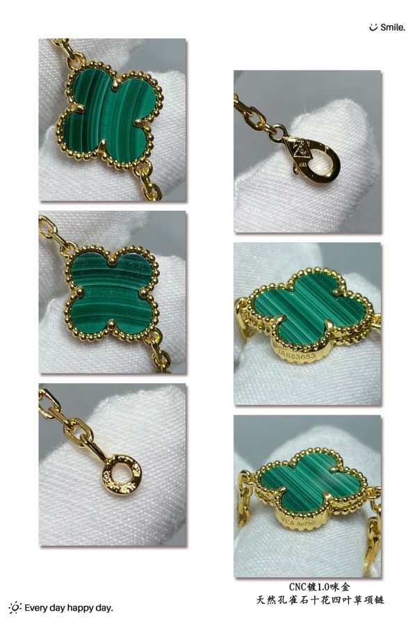18K Vintage Alhambra Malachite 10 Motifs Necklace - Image 8