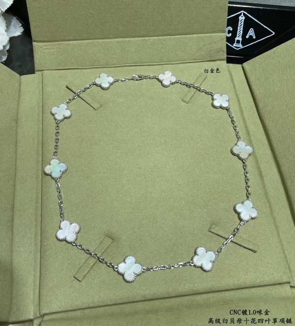 18K Vintage Alhambra Pearl 10 Motifs Necklace - 图片 2