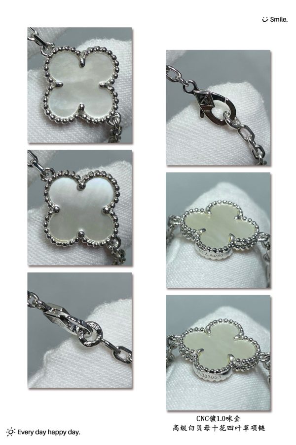 18K Vintage Alhambra Pearl 10 Motifs Necklace - Image 7