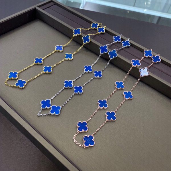 18K Vintage Alhambra Blue 10 Motifs Necklace - 图片 7