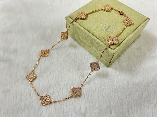 18K Vintage Alhambra Diamonds 10 Motifs Necklace - 图片 3