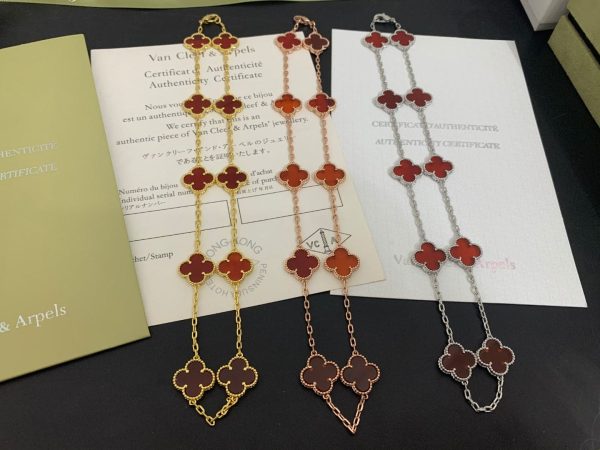 18K Vintage Alhambra Carnelian 10 Motifs Necklace - 图片 4