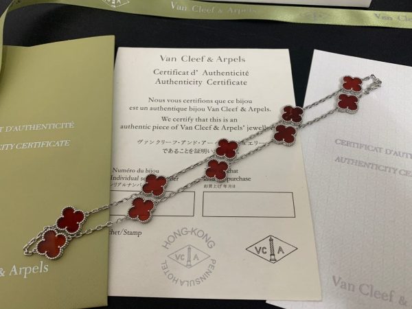 18K Vintage Alhambra Carnelian 10 Motifs Necklace - 图片 12