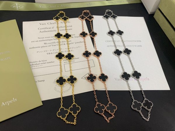 18K Vintage Alhambra Black 10 Motifs Clover Necklace - 图片 5