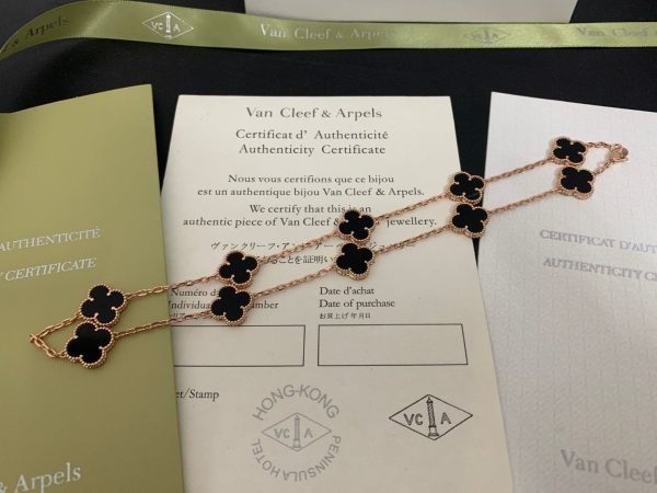 18K Vintage Alhambra Black 10 Motifs Clover Necklace - 图片 7