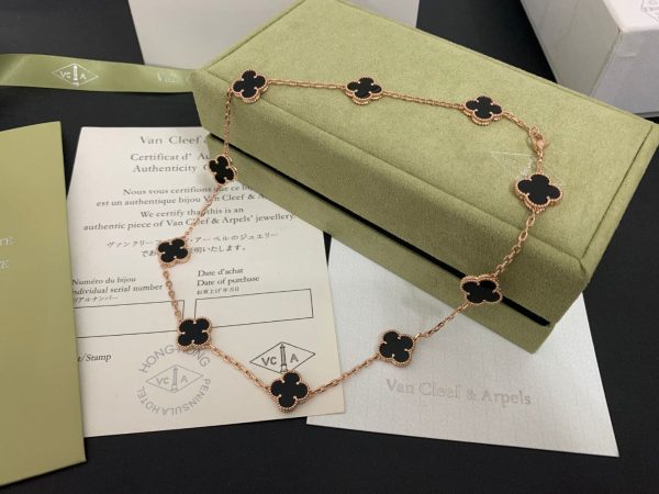 18K Vintage Alhambra Black 10 Motifs Clover Necklace - 图片 3