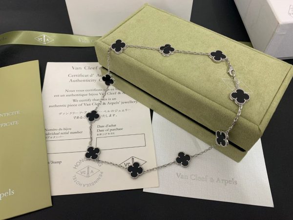 18K Vintage Alhambra Black 10 Motifs Clover Necklace - 图片 4