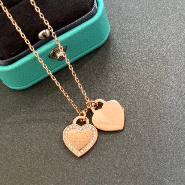18K T Red Double Heart Diamond Necklaces - 图片 7
