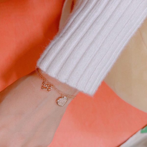 18K T Heart Tag Key Bracelet - 图片 6