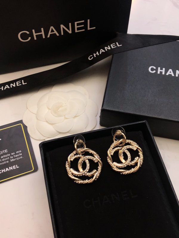 18K CC Round Diamond Earrings - 图片 8