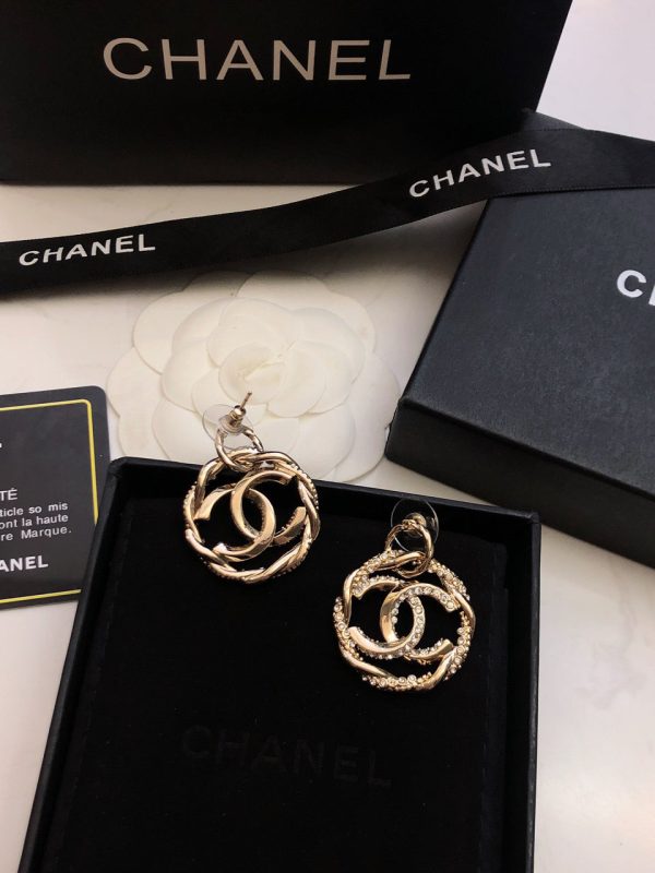 18K CC Round Diamond Earrings - 图片 4