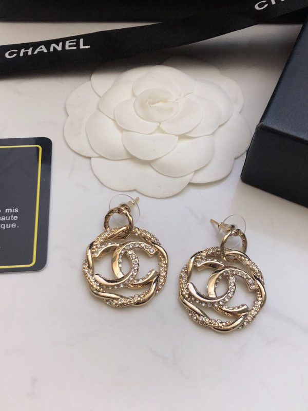 18K CC Round Diamond Earrings - 图片 6