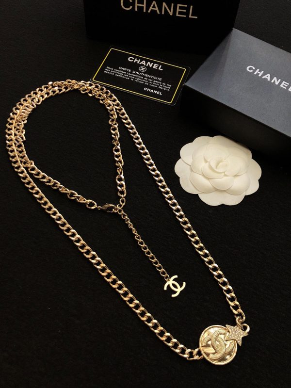 18K CC Rhinestone Star Chain Necklace - 图片 3