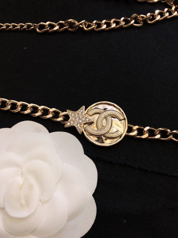 18K CC Rhinestone Star Chain Necklace - 图片 5