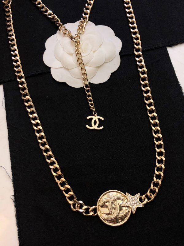 18K CC Rhinestone Star Chain Necklace - 图片 7