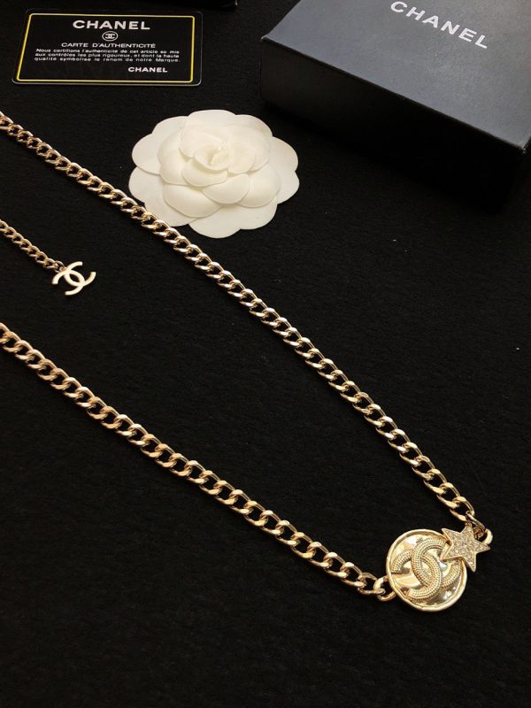 18K CC Rhinestone Star Chain Necklace - 图片 8