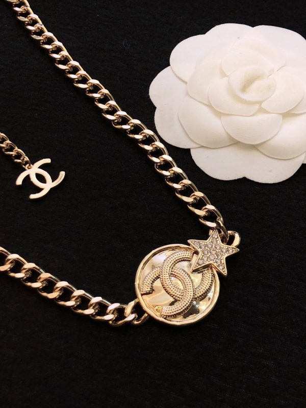18K CC Rhinestone Star Chain Necklace - 图片 9
