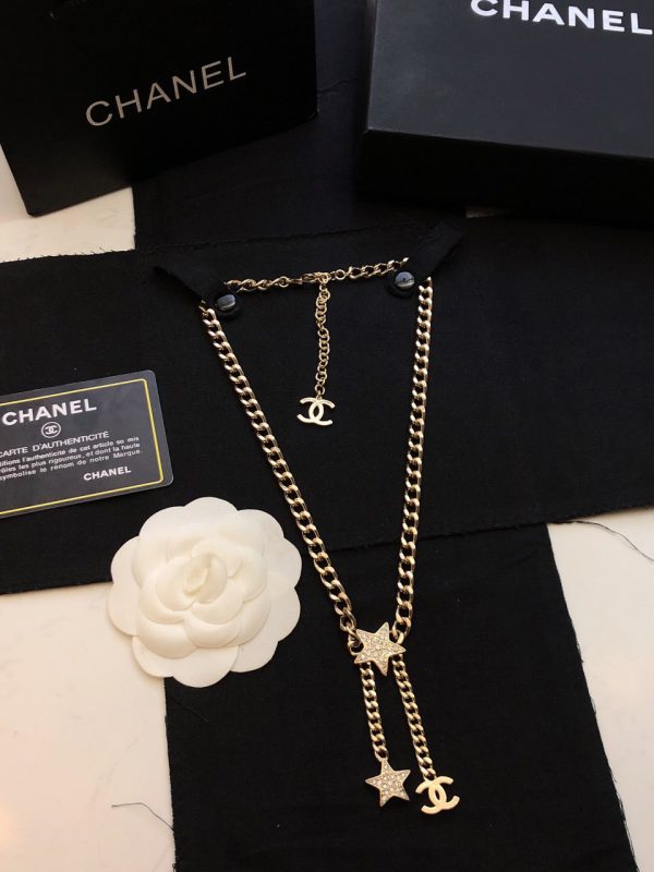 18K CC Rhinestone Star Chain Necklace - 图片 8