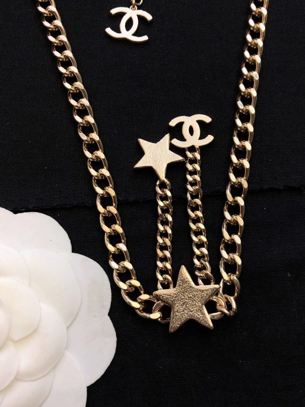 18K CC Rhinestone Star Chain Necklace - 图片 9