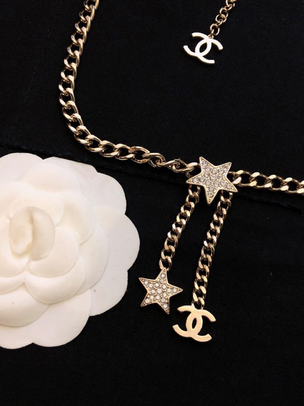 18K CC Rhinestone Star Chain Necklace - 图片 7