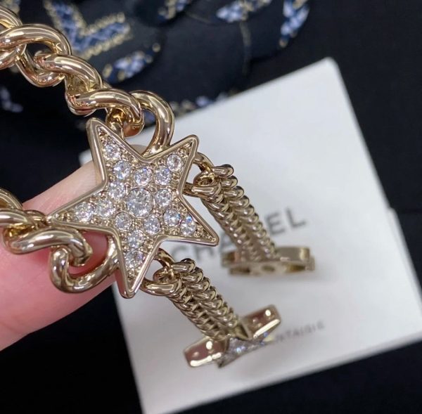 18K CC Rhinestone Star Chain Necklace - 图片 4