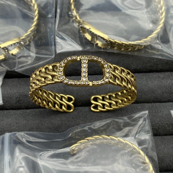 18K CD Open Cuff Diamond Bracelet - 图片 2