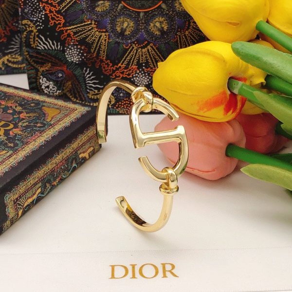 18K CD Navy Logo Bangle Open Cuff Bracelet - Image 3