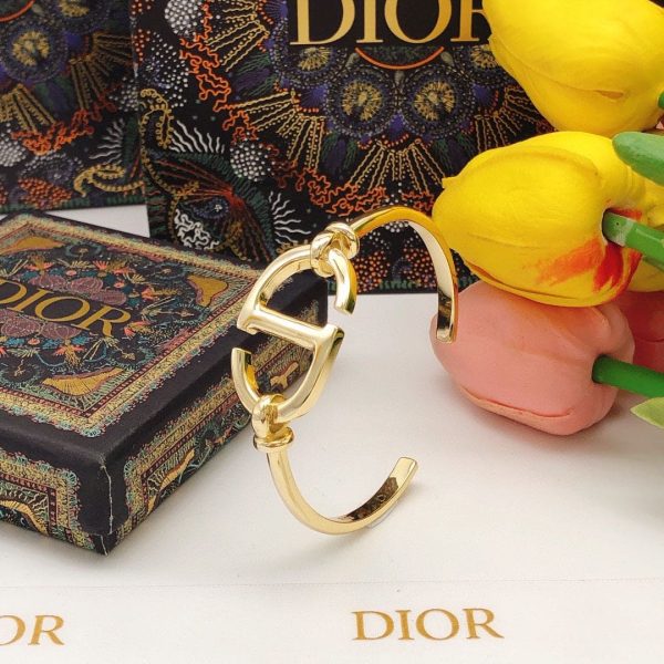 18K CD Navy Logo Bangle Open Cuff Bracelet - Image 14