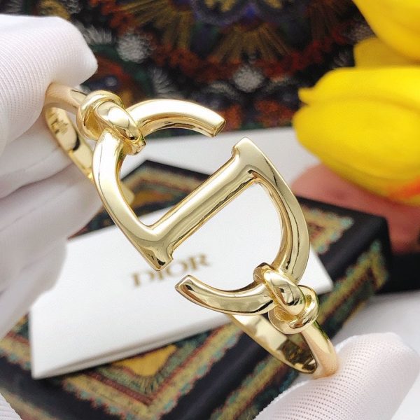 18K CD Navy Logo Bangle Open Cuff Bracelet - Image 15