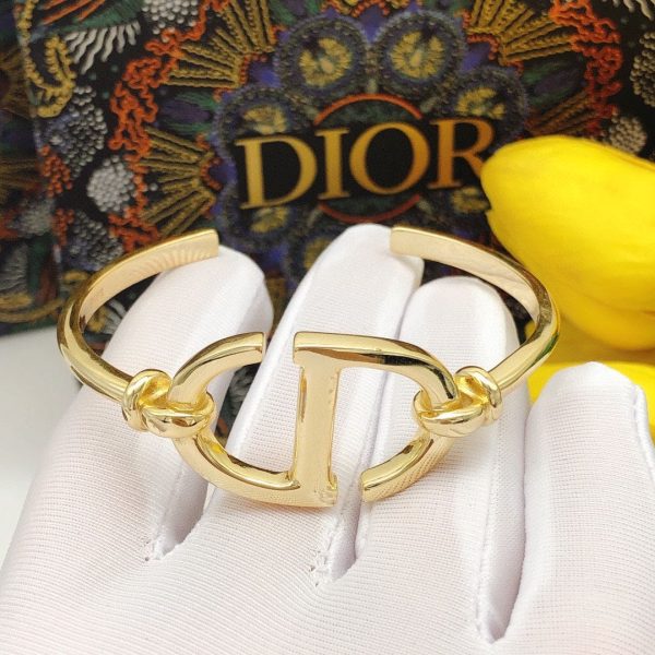 18K CD Navy Logo Bangle Open Cuff Bracelet - Image 5
