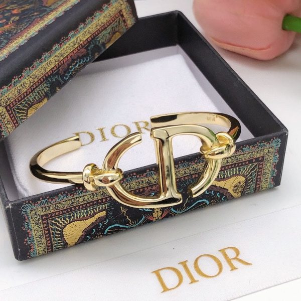 18K CD Navy Logo Bangle Open Cuff Bracelet - Image 7