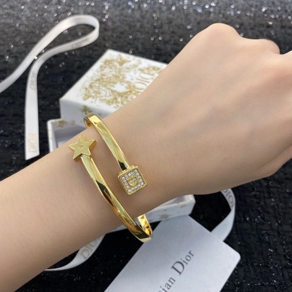 18K CD Star Open Cuff Bracelet - 图片 2