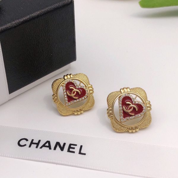 18K CC Heart Vintage Earrings - 图片 4