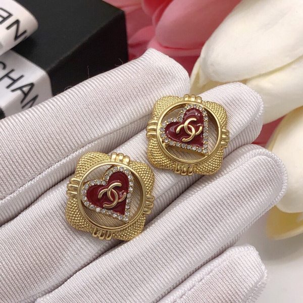 18K CC Heart Vintage Earrings - 图片 5