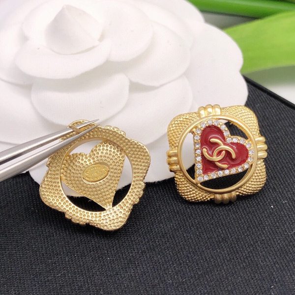 18K CC Heart Vintage Earrings - 图片 7