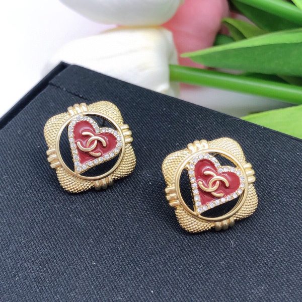 18K CC Heart Vintage Earrings - 图片 8