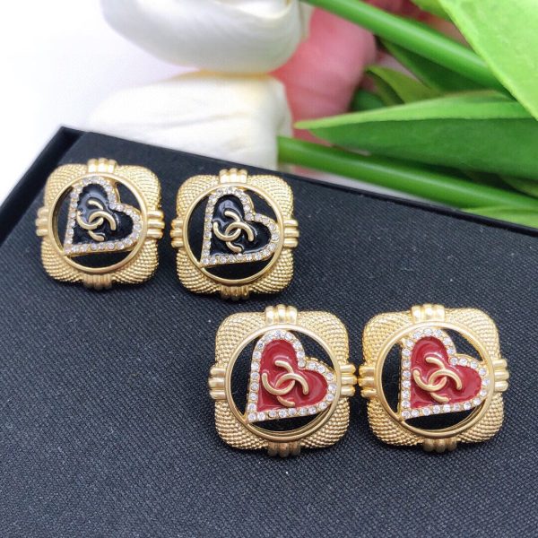 18K CC Heart Vintage Earrings - 图片 2
