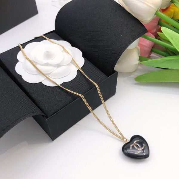 18K CC Black Heart Necklace - Image 2