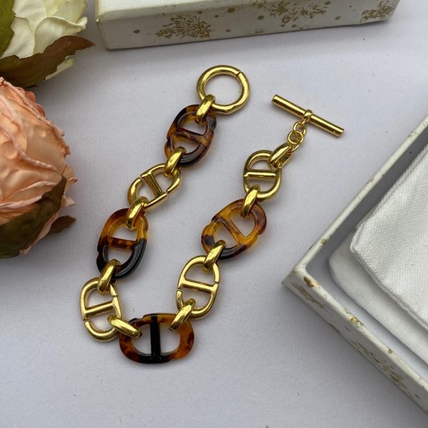 18K CD Navy Resin Bracelet - 图片 9