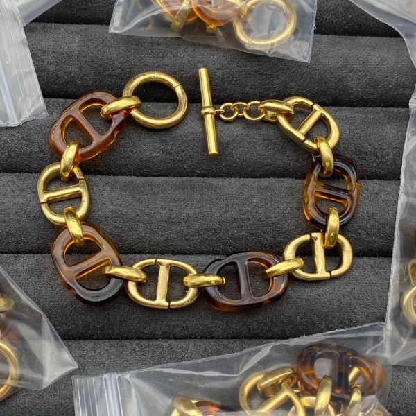 18K CD Navy Resin Bracelet - 图片 2