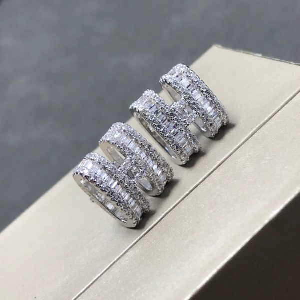 18K Pop H Diamonds Earrings - 图片 18