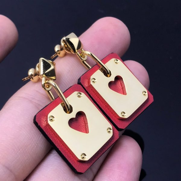 18K As De Coeur Red H Earrings - 图片 2