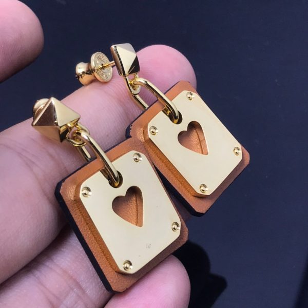 18K As De Coeur Brown H Earrings - Image 2