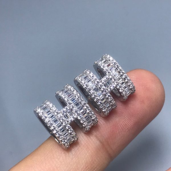 18K Pop H Diamonds Earrings - 图片 2