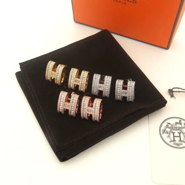 18K Pop H Diamonds Earrings - 图片 12