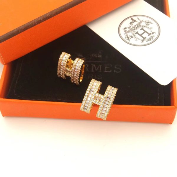 18K Pop H Diamonds Earrings - 图片 5